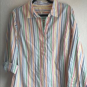 Talbots Cotton Striped Button-Up Shirt